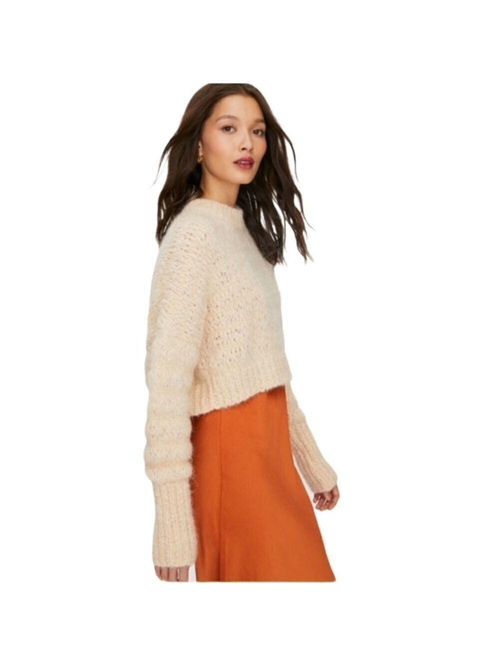 ** 𝅺WILFRED Cream Lune Alpaca Cropped Sweater XXS